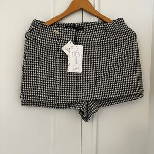 Zara Monochrome Houndstooth Mini Skort Skirt Short New w tags!